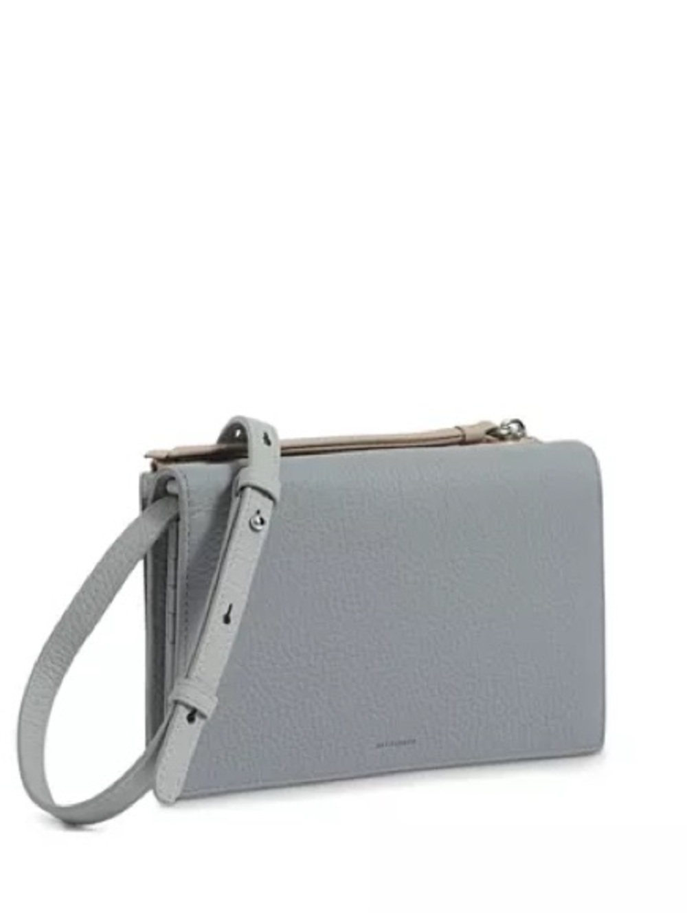 AllSaints Sage Green Pebbled Leather “Fetch” Crossbody Bag with Chain Strap - Picture 5 of 12